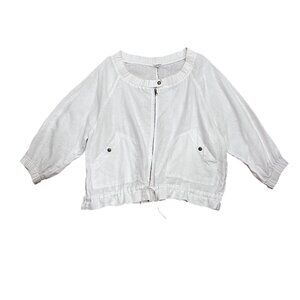 4our Dreamers Linen Lightweight Zip Jacket, White, L